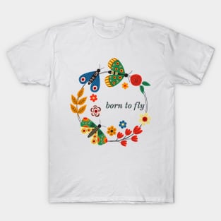 Whimsical Butterfly Adventure: Born to Fly Tribal Design for Explorers & Toddlers T-Shirt